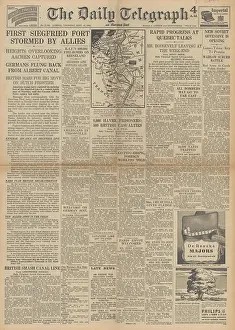 Trier: The Daily Telegraph front page Battles on Siegfried Line