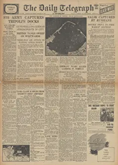 Rabaul: The Daily Telegraph front page Eighth Army capture Tripoli