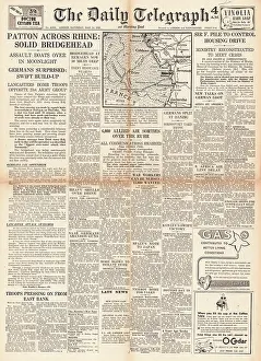 Oppenheim: The Daily Telegraph front page US forces cross the Rhine