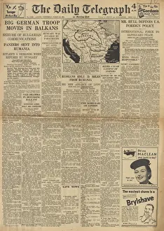 Nikolaev: The Daily Telegraph front page German forces in the Balkans