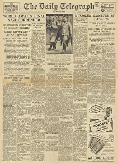 Petacci: The Daily Telegraph front page German surrender expected