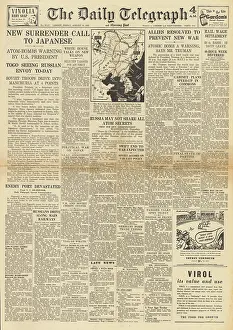 Superfortress: The Daily Telegraph front page Call on Japan to surrender