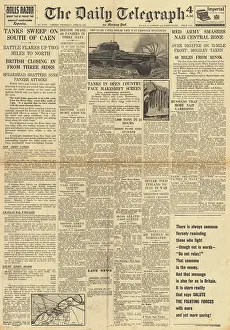 Flailing: The Daily Telegraph front page Operation Epsom in Normandy