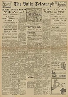 Quadrant: The Daily Telegraph front page RAF bombing raid on Berlin