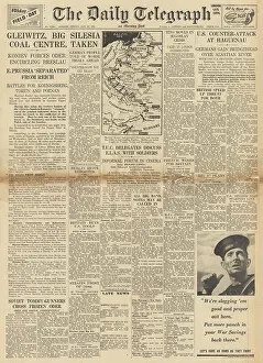 Koniev: The Daily Telegraph front page Red Army capture Gleiwitz