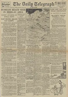 Posen: The Daily Telegraph front page Red Army reach River Oder