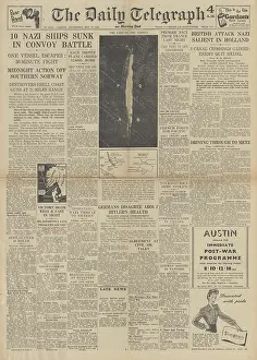 Noorden: The Daily Telegraph front page Sinking of the Tirpitz