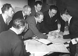 Farringdon: Daily Worker staff examining building alteration plans