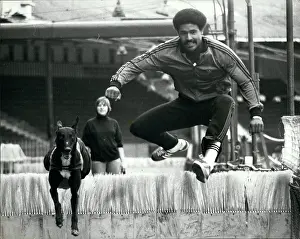 Sooty: Daley Thompson, Olympic decathlete, in training