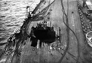 Goeben: Damaged deck of the SMS Goeben, 1918