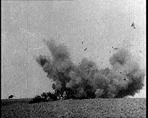 Crashing: A Damaged German Biplane Crashing Into the