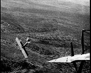 Plummeting: A Damaged German Biplane Plummeting Towards the Ground