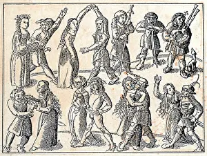Bagpipe: dance, dancers, dancing couples on a meadow