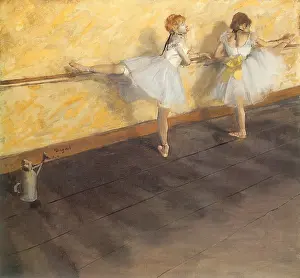 Ballerinas: Dancers Practising at the Bar, by Degas