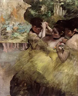 Ballerinas: Dancers Preparing For the Ballet, by Degas