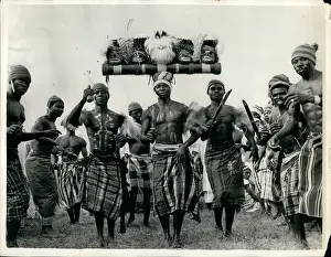 Harcourt: Dancers and warriors at Port Harcourt, Nigeria, royal tour