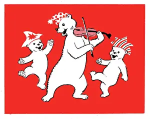 Violins: Dancing Bears and bear playing a violin