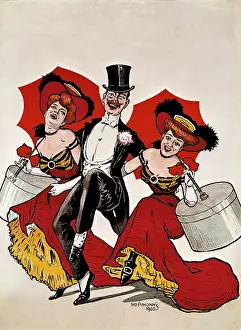 Hilarious: dancing, man dancing with two women, poster by