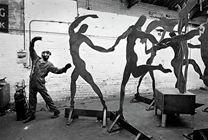 Choreography: Dancing welder with sculpture