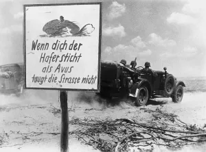 Feeling: Danger sign at a runway in Russia, 1941