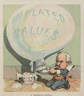 Financiers: A DANGEROUS BUBBLE 1902 cartoon depicting ?