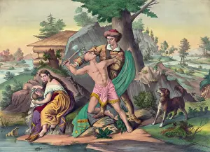 Protects: Daniel Boone protects his family