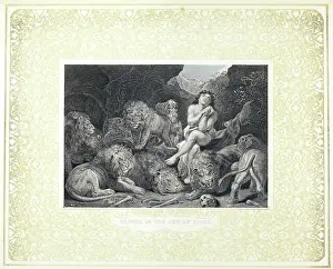 Reuben Luke Collection: Daniel praying in the lions den
