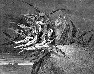 Dore: Dante and Virgil beset by demons on their passage