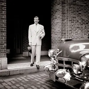 Crr001: Dapper Man Dressed in Light Suit Tie Hat Stepping