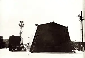 Thor: Dark blue painted shed containing a Thor IRBM