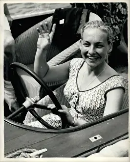 Bisham: Darlene Hard, tennis player, in a motor launch