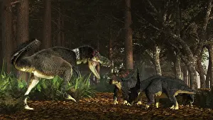 Ambush: Daspletosaurus confronts a family of Chasmosaurus