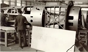 Sncase: Dassault MD450 Ouragan fuselage during construction