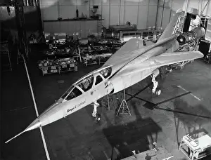 Swing Wing: Dassault Mirage G Swing-Wing Prototype in a Hangar with ?
