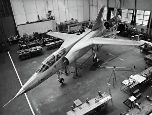 Swing Wing: Dassault Mirage G Swing-Wing Prototype in a Hangar with ?