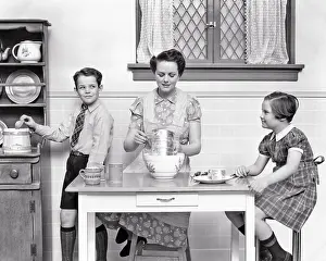 Sifting: Daughter Watching Mother Sifting Flour at Kitchen Table