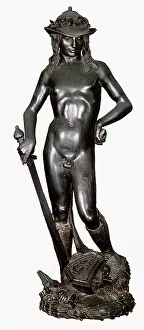 Wreathed: David, bronze sculpture by Donatello