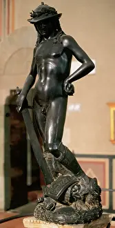 Defeated: David, bronze sculpture by Donatello