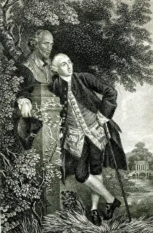 Plinth: David Garrick, actor, with a bust of Shakespeare
