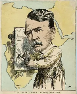 Unlocking: David Livingstone unlocking Central Africa, caricature