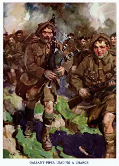 David Simpson, piper, leading the charge at Loos