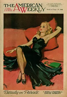 David Wright woman in black evening dress
