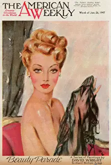 Underskirt: David Wright woman holding black negligee