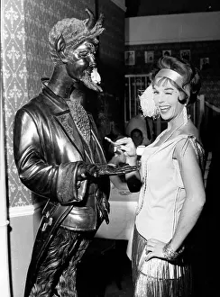Addams: Dawn Addams, actress, with bronze statue, Walton Studios