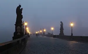 1342: Dawn at the Charles Bridge or Karluv most, built