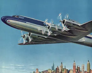 Airliners: DC-7 Flying over New York City