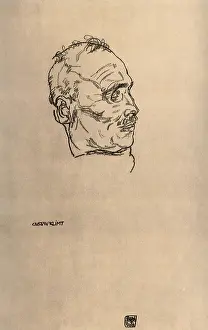 Schiele: The Dead Gustav Klimt, in Profile facing Right, by Schiele