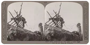 Givenchy: Dead soldier caught in wire after night raid, WW1