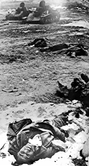 Dead soviet soldier in front of the German position near Sta