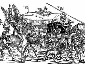Baggage: Death'. Allegorical print of War after German